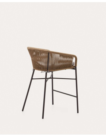 Taburete Yanet de cuerda beige y acero galvanizado altura 65 cm - Kave Home