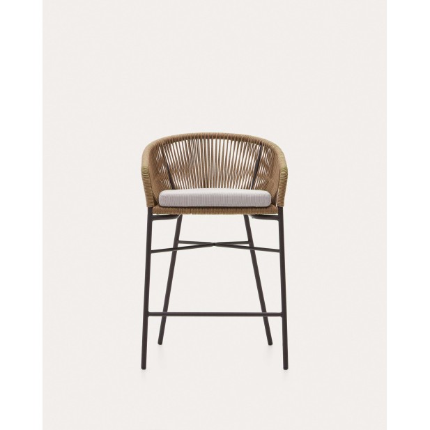 Taburete Yanet de cuerda beige y...