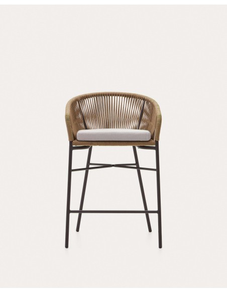 Taburete Yanet de cuerda beige y acero galvanizado altura 65 cm - Kave Home