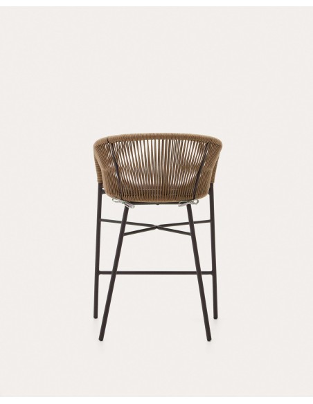 Taburete Yanet de cuerda beige y acero galvanizado altura 65 cm - Kave Home