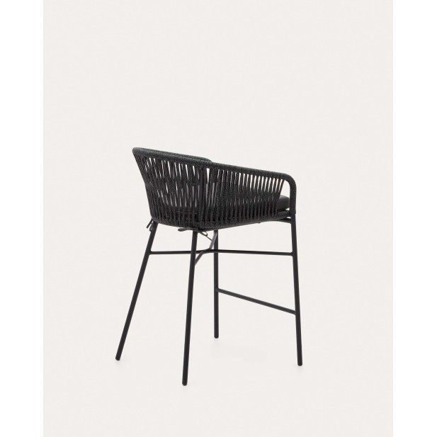 Taburete Yanet de cuerda negro y... Taburete Yanet de cuerda negro y...