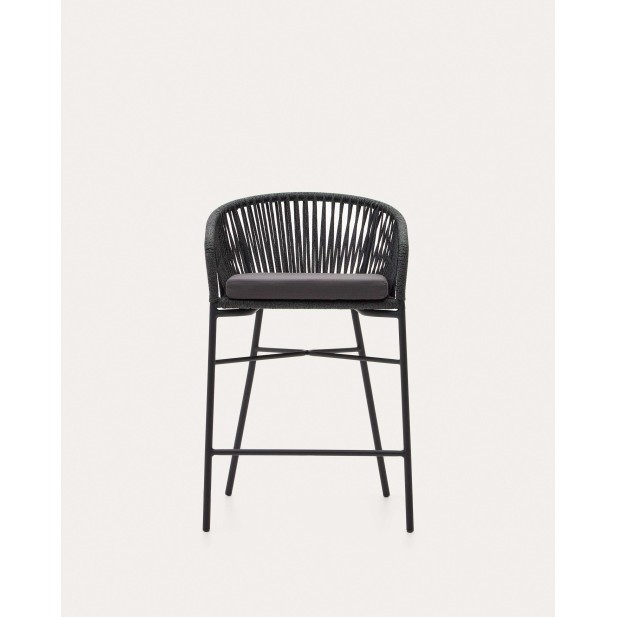 Taburete Yanet de cuerda negro y... Taburete Yanet de cuerda negro y...