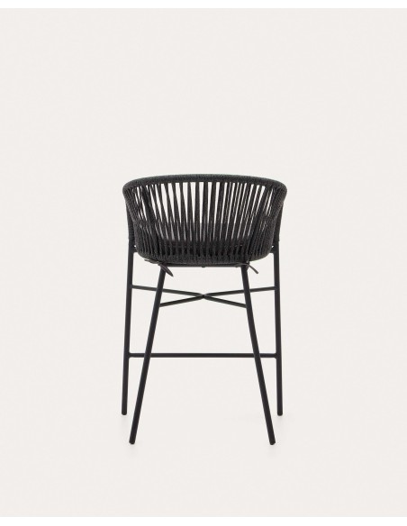 Taburete Yanet de cuerda negro y acero galvanizado altura 65 cm - Kave Home