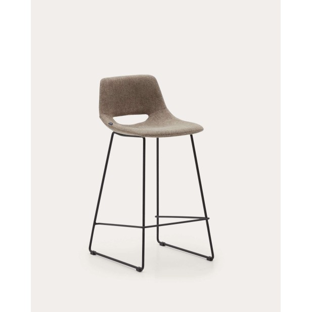 Taburete Zahara marrón, acero negro, alto 65cm -Kave Home C0600004JJ11
