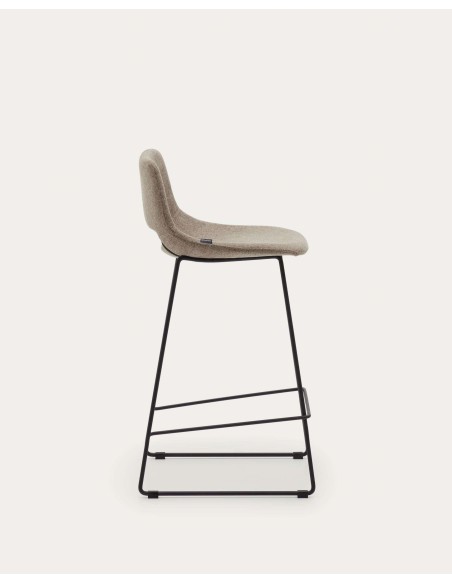 Taburete Zahara marrón y acero con acabado negro altura 65 cm  - Kave Home