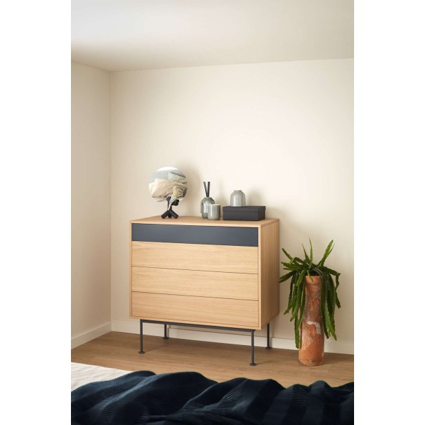 Cómoda YOKO 90x86 cm, DM Gris Antracita / Roble - Teulat