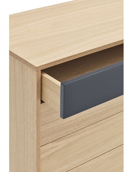 Cómoda YOKO 90x86 cm, DM Gris Antracita / Roble - Teulat