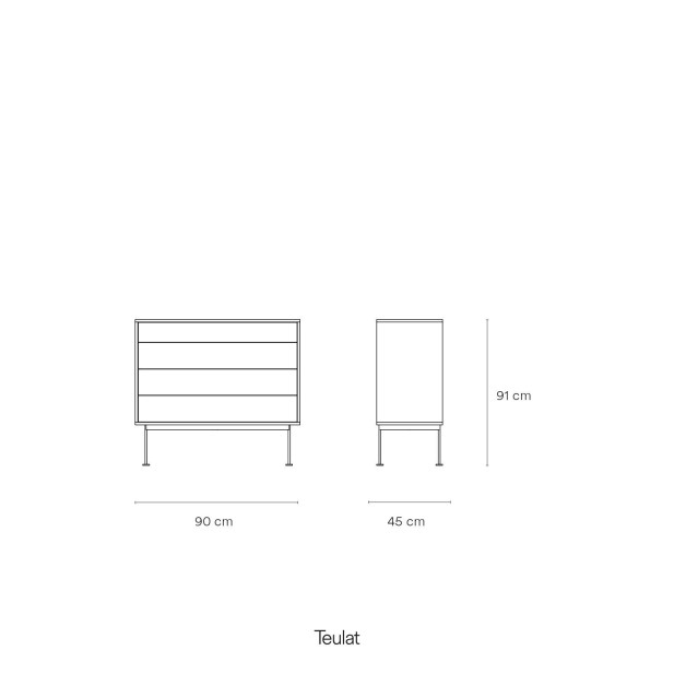 Cómoda YOKO 90x86 cm, DM Gris Antracita / Roble - Teulat
