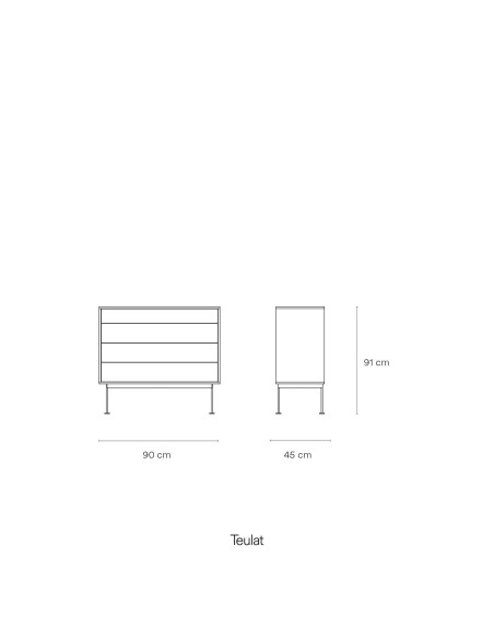 Cómoda YOKO 90x86 cm, DM Gris Antracita / Roble - Teulat