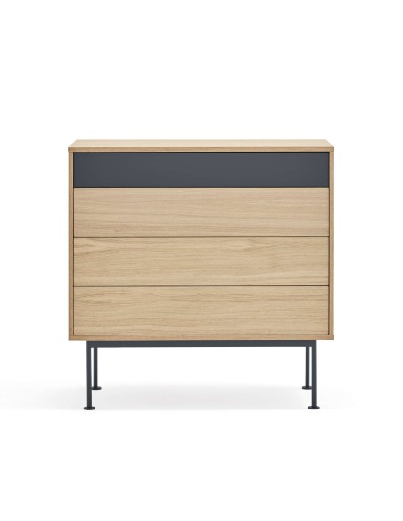 Cómoda YOKO 90x86 cm, DM Gris Antracita / Roble - Teulat