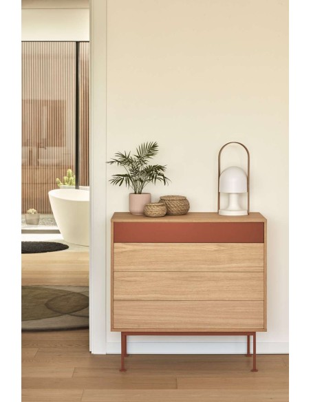 Cómoda YOKO 90x86 cm, DM Teja / Roble - Teulat. Vackart