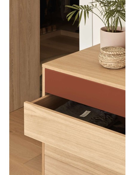 Cómoda YOKO 90x86 cm, DM Teja / Roble - Teulat. Vackart