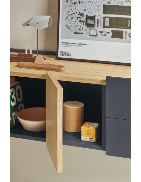 Consola Flotante OTTO 110x35 cm DM Gris Antracita / Roble - Teulat. Vackart