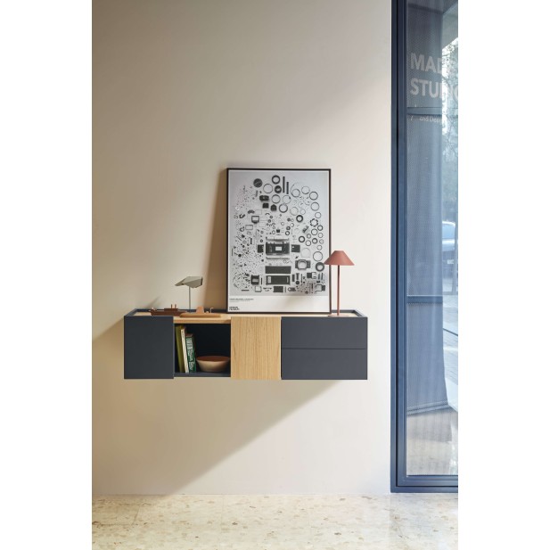 Consola Flotante OTTO 110x35 cm DM Gris Antracita / Roble - Teulat. Vackart