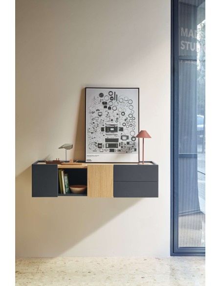 Consola Flotante OTTO 110x35 cm DM Gris Antracita / Roble - Teulat. Vackart