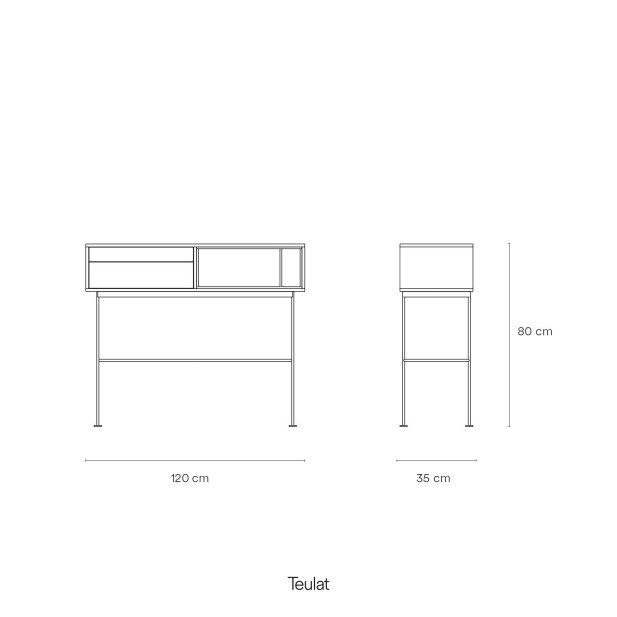 Consola YOKO 120x35 cm, Roble / DM Gris Antracita - Teulat. Vackart