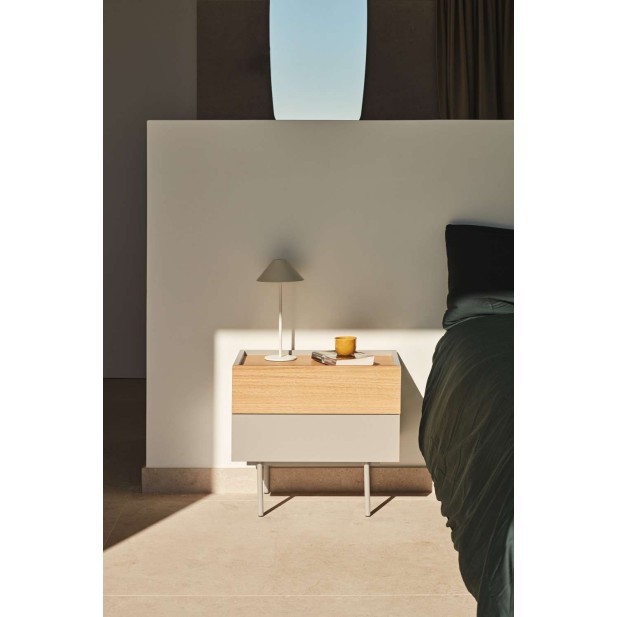 Mesita de Noche OTTO 52x35 cm, DM Arena / Roble - Teulat. Vackart