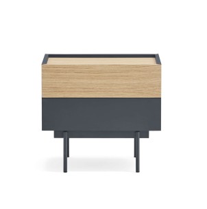 Mesita de Noche OTTO 52x35 cm, DM Antracita / Roble - Teulat. Vackart