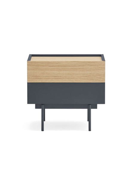 Mesita de Noche OTTO 52x35 cm, DM Antracita / Roble - Teulat. Vackart