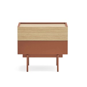 Mesita de Noche OTTO 52x35 cm, DM Teja / Roble - Teulat