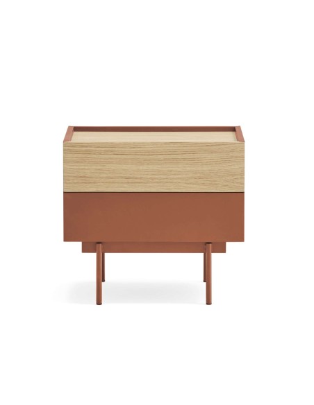 Mesita de Noche OTTO 52x35 cm, DM Teja / Roble - Teulat