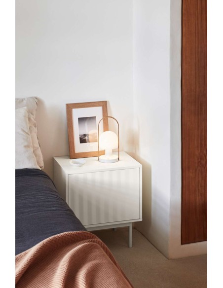 Mesita de Noche SIERRA 48x35 cm, DM Blanco / Metal - Teulat. Vackart