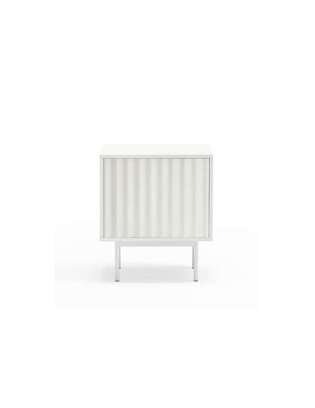 Mesita de Noche SIERRA 48x35 cm, DM Blanco / Metal - Teulat. Vackart