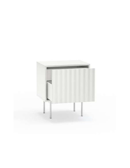 Mesita de Noche SIERRA 48x35 cm, DM Blanco / Metal - Teulat. Vackart