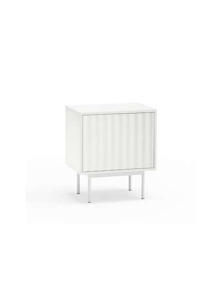 Mesita de Noche SIERRA 48x35 cm, DM Blanco / Metal - Teulat. Vackart