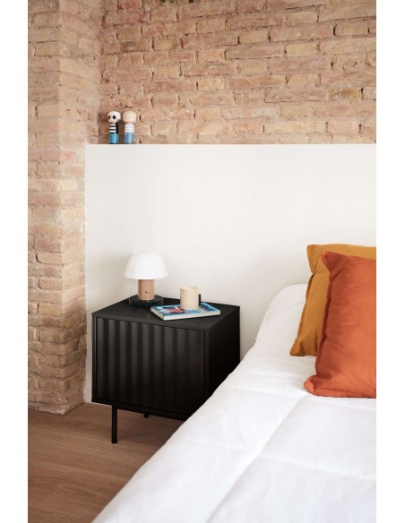 Mesita de Noche SIERRA 48x35 cm, DM Negro / Metal - Teulat. Vackart