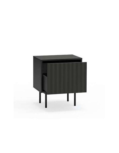 Mesita de Noche SIERRA 48x35 cm, DM Negro / Metal - Teulat. Vackart