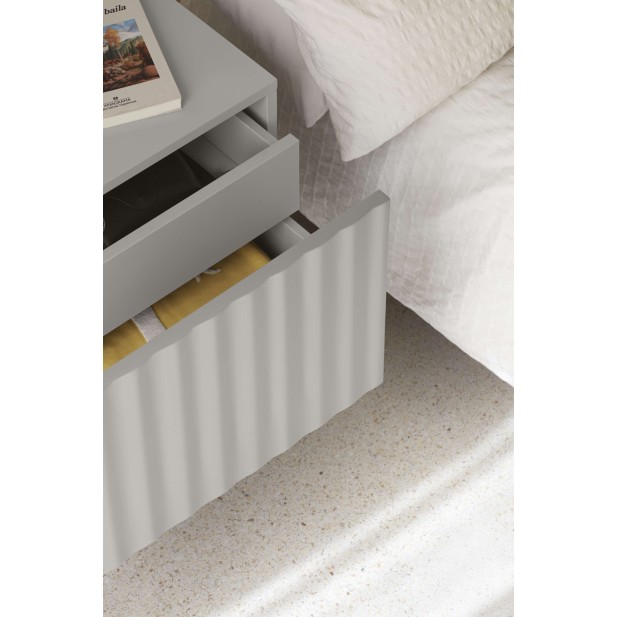 Mesita de Noche SIERRA 48x35 cm, DM Gris / Metal - Teulat. Vackart