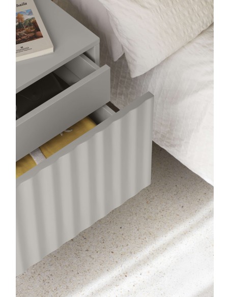 Mesita de Noche SIERRA 48x35 cm, DM Gris / Metal - Teulat. Vackart