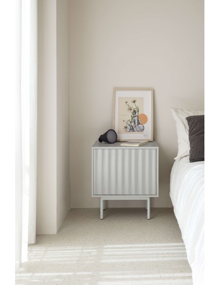 Mesita de Noche SIERRA 48x35 cm, DM Gris / Metal - Teulat. Vackart