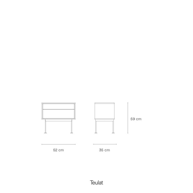 Mesita de Noche YOKO 52x35 cm, Roble / DM Crema - Teulat. Vackart