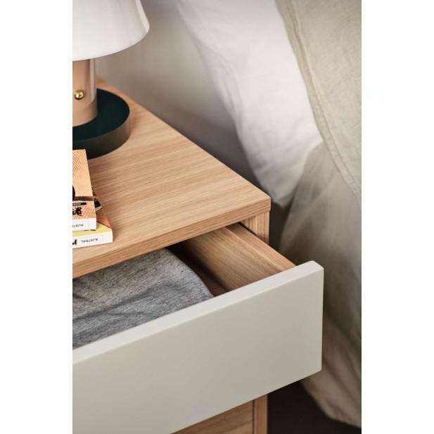 Mesita de Noche YOKO 52x35 cm, Roble / DM Crema - Teulat. Vackart