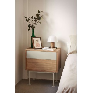 Mesita de Noche YOKO 52x35 cm, Roble / DM Crema - Teulat. Vackart 2