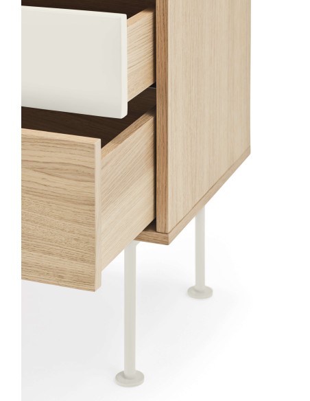 Mesita de Noche YOKO 52x35 cm, Roble / DM Crema - Teulat. Vackart