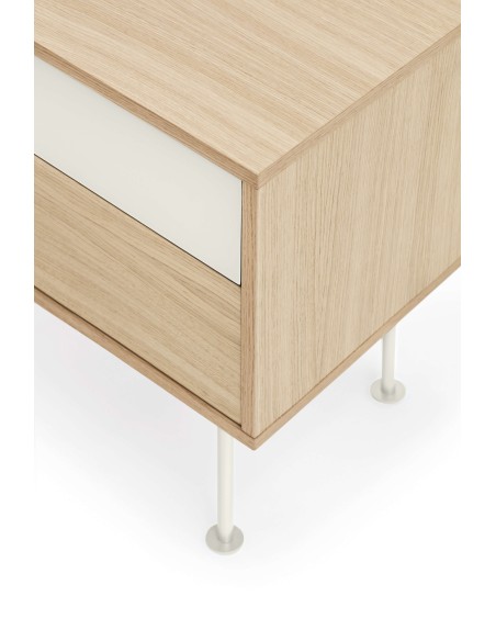 Mesita de Noche YOKO 52x35 cm, Roble / DM Crema - Teulat. Vackart