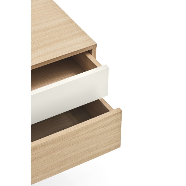 Mesita de Noche YOKO 52x35 cm, Roble / DM Crema - Teulat. Vackart