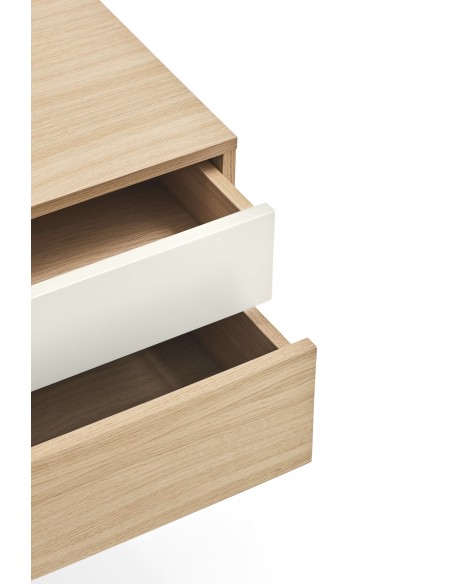 Mesita de Noche YOKO 52x35 cm, Roble / DM Crema - Teulat. Vackart