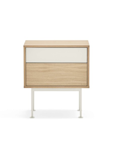 Mesita de Noche YOKO 52x35 cm, Roble / DM Crema - Teulat. Vackart