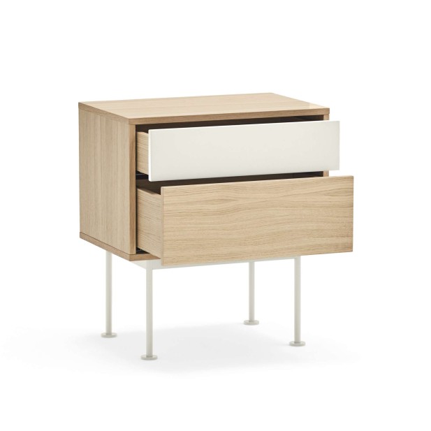 Mesita de Noche YOKO 52x35 cm, Roble / DM Crema - Teulat. Vackart