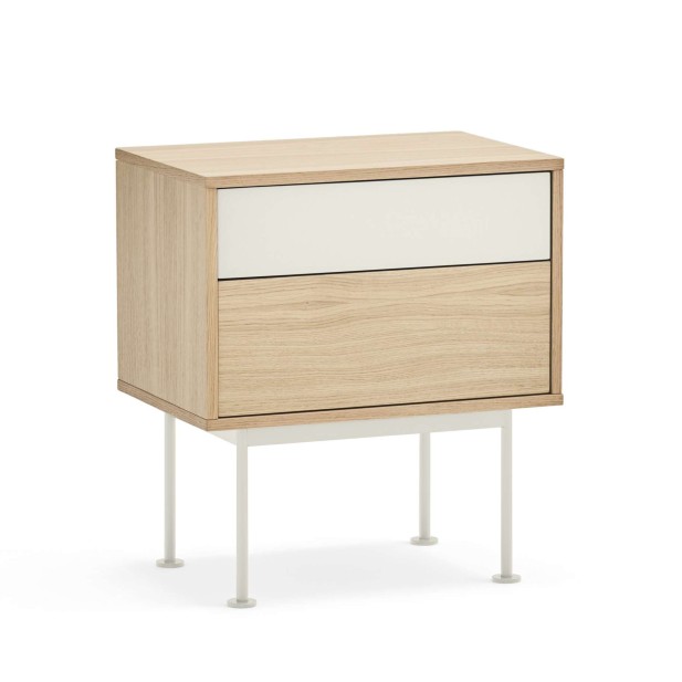 Mesita de Noche YOKO 52x35 cm, Roble / DM Crema - Teulat. Vackart