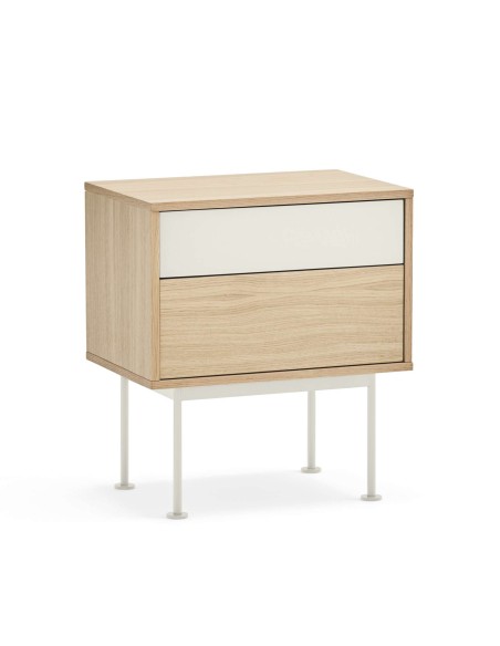 Mesita de Noche YOKO 52x35 cm, Roble / DM Crema - Teulat. Vackart