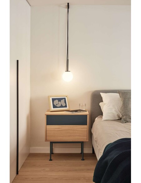 Mesita de Noche YOKO 52x35 cm, Roble / DM Antracita - Teulat. Vackart