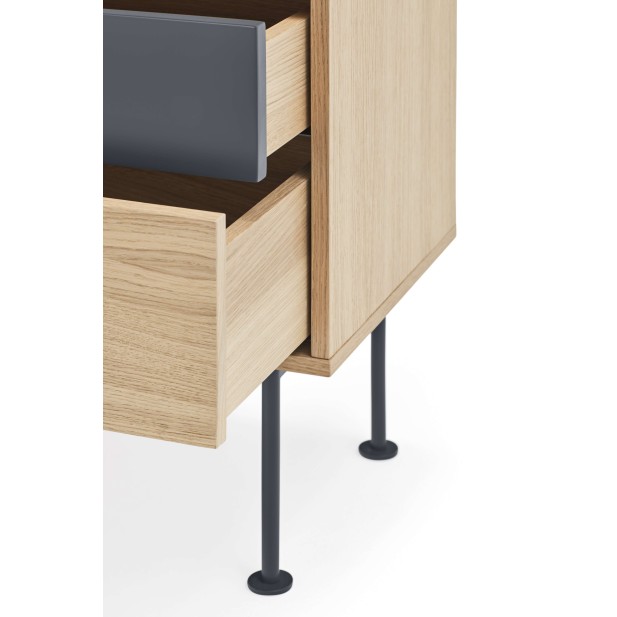 Mesita de Noche YOKO 52x35 cm, Roble / DM Antracita - Teulat. Vackart