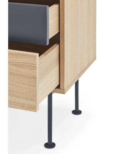 Mesita de Noche YOKO 52x35 cm, Roble / DM Antracita - Teulat. Vackart