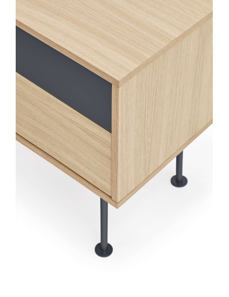 Mesita de Noche YOKO 52x35 cm, Roble / DM Antracita - Teulat. Vackart