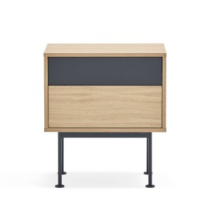 Mesita de Noche YOKO 52x35 cm, Roble / DM Antracita - Teulat. Vackart